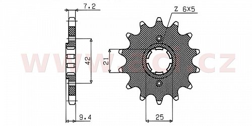 řetězové kolečko pro sekundární řetězy typu 428, SUNSTAR (19 zubů)